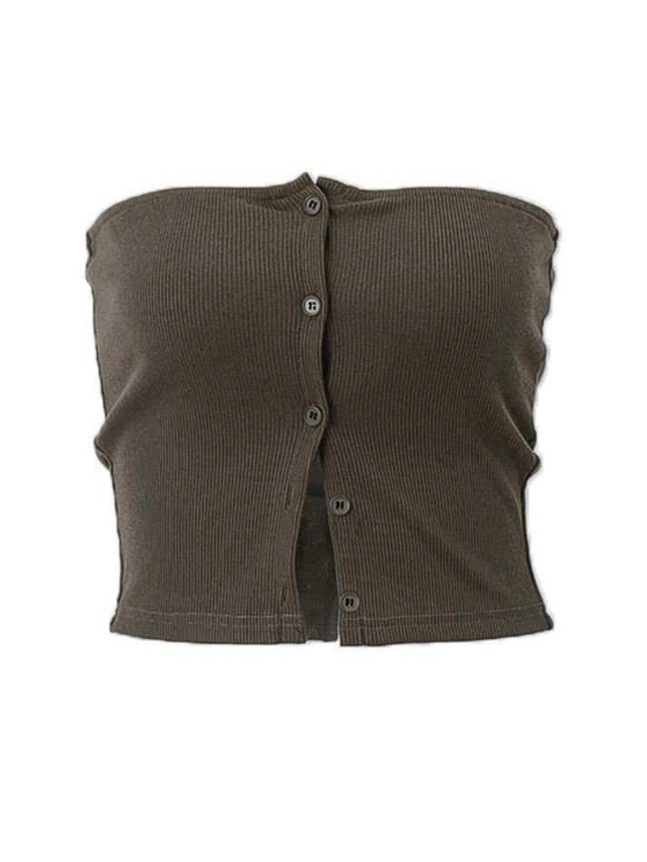 Gray Cardigan Bandeau Top