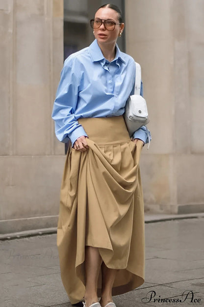 High Waist Pleated Maxi Skirt