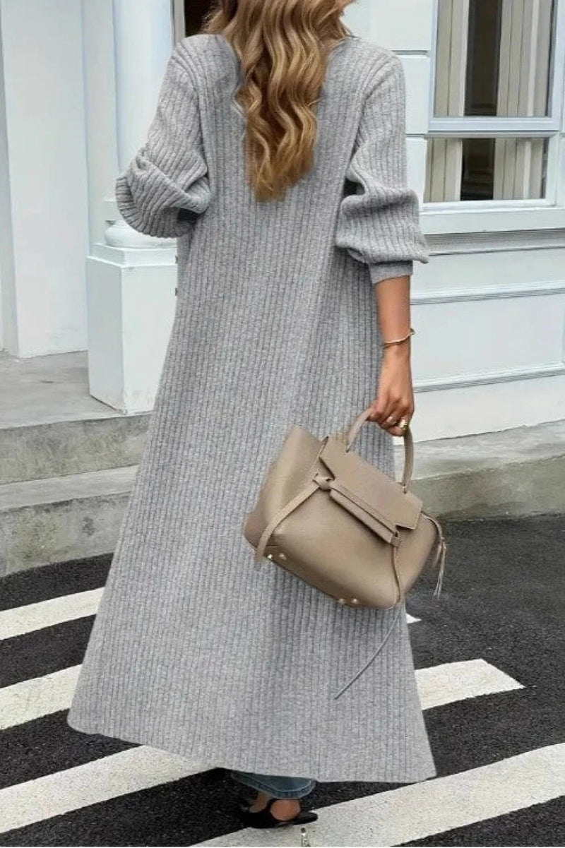 Knit Open Front Loose Longline Overcoat