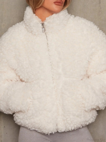 Minimalist Sherpa Cropped Fuzzy Coat