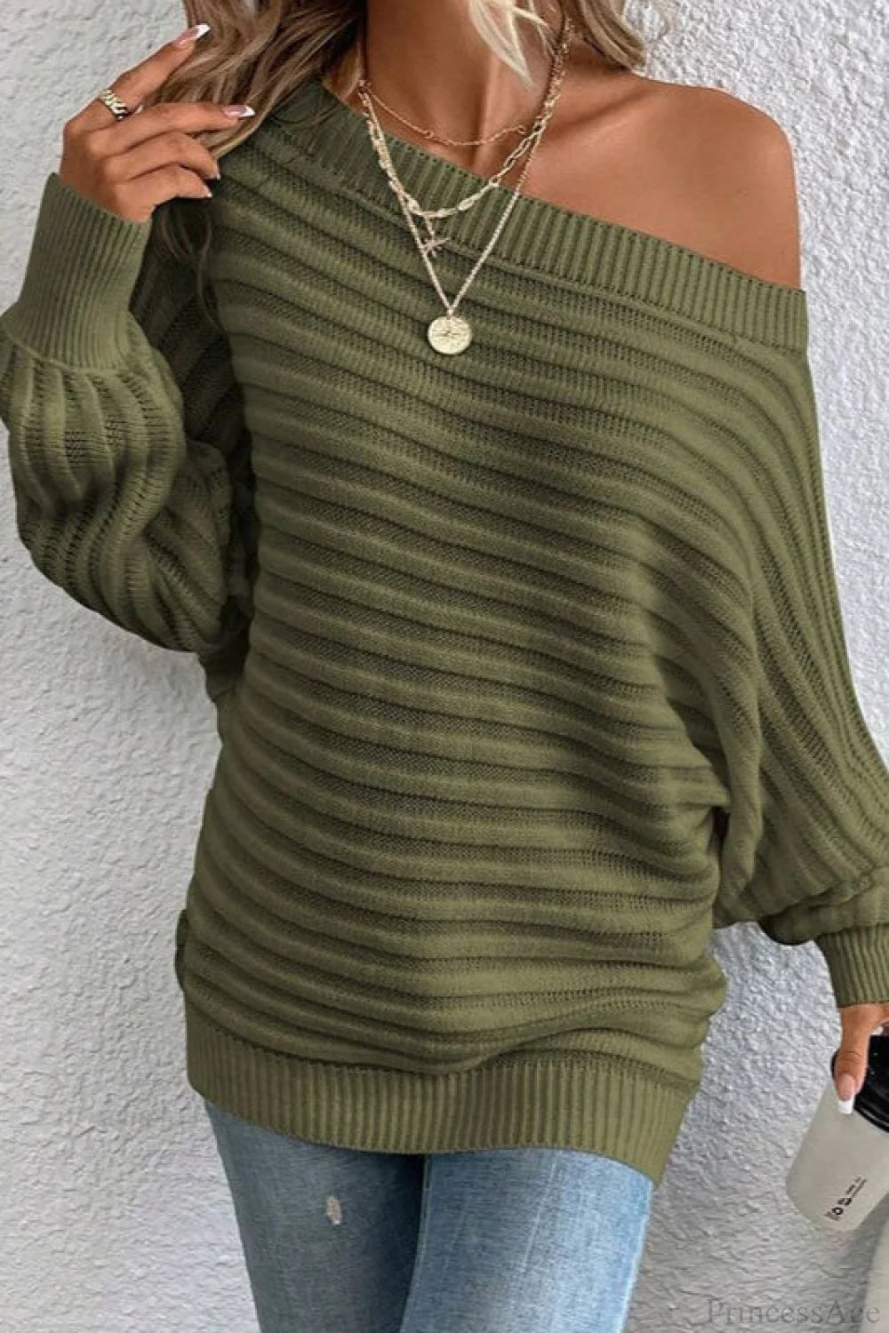 Off-the-shoulder Batwing Sleeve Sweater