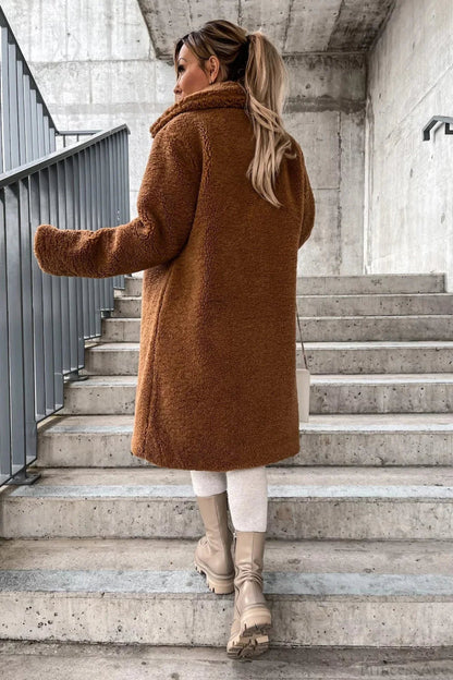 Warm Faux Fur Lapel Overcoat