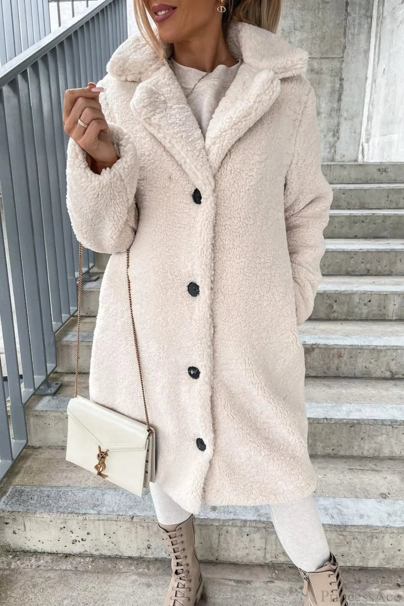 Warm Faux Fur Lapel Overcoat