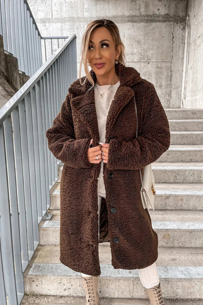 Warm Faux Fur Lapel Overcoat