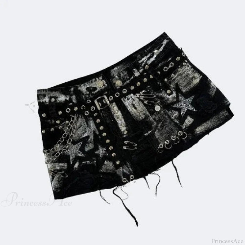 Sparkling Denim Black Skirt