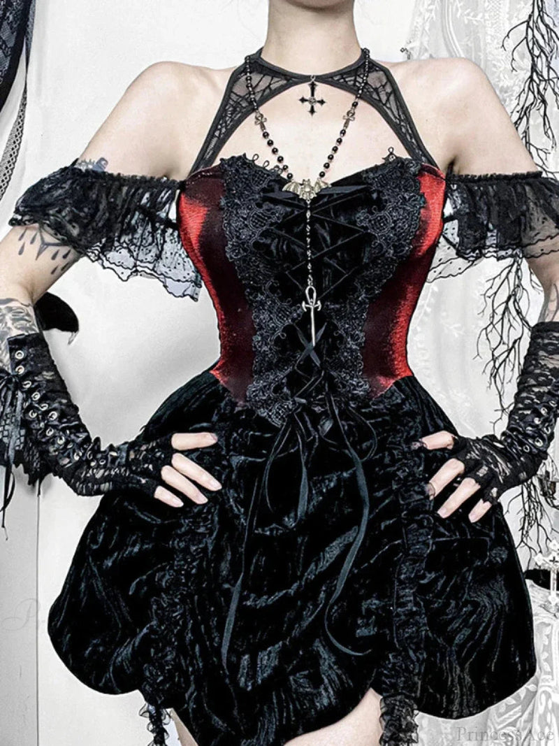 Spider Net Velvet Small Dress