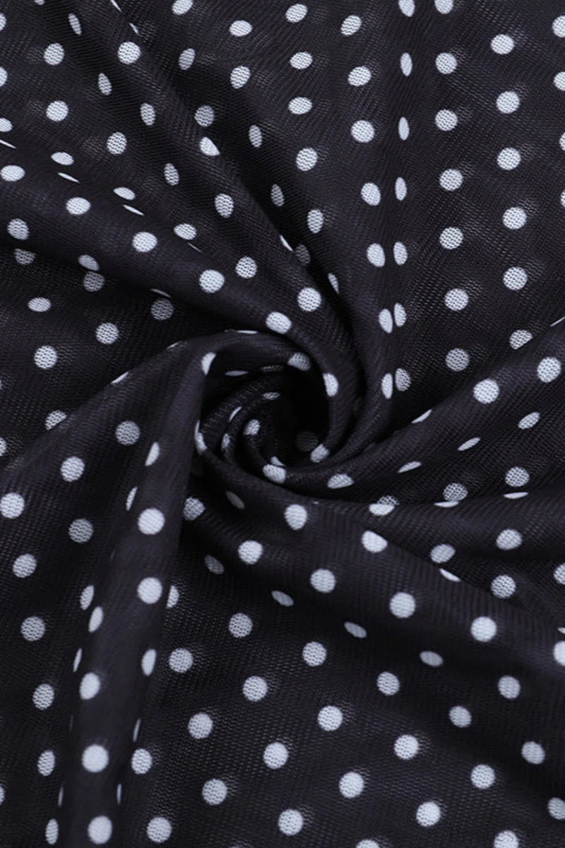 Square Neck Polka Dot Spliced a Line Maxi Dress