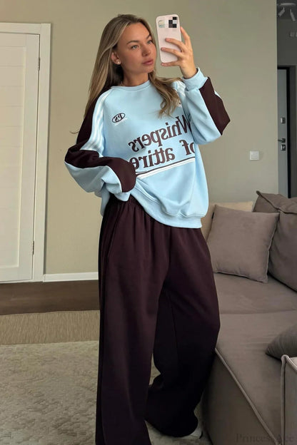 Street Style Colorful Stand Collar Oversized Comfy Two Piece Set