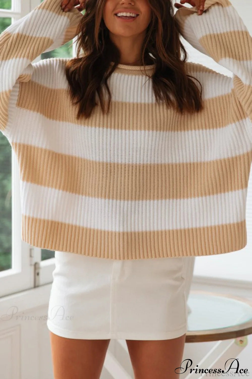 Striped Color-block Rolled-neck Sweater