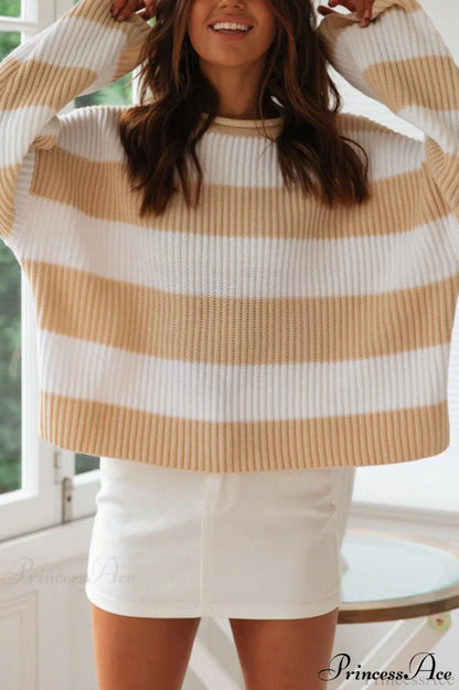 Striped Color-block Rolled-neck Sweater