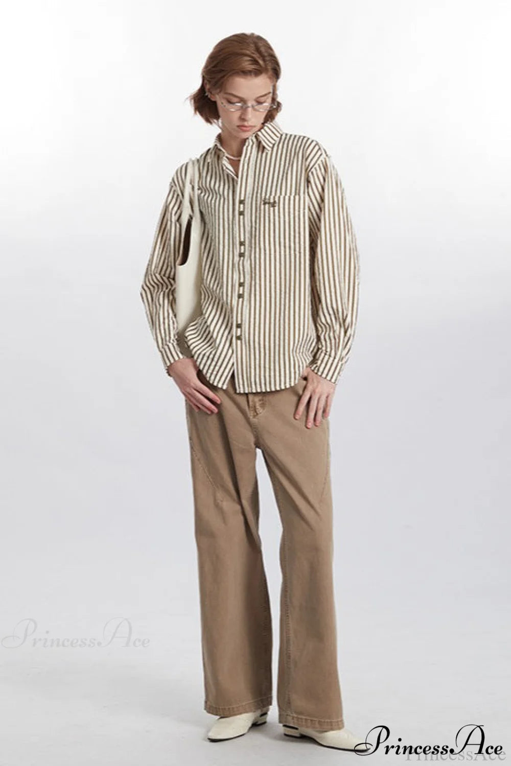 Striped Long-sleeve Retro Blouse