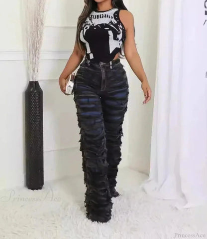 Striped Medieval High Waist Zipper Pant