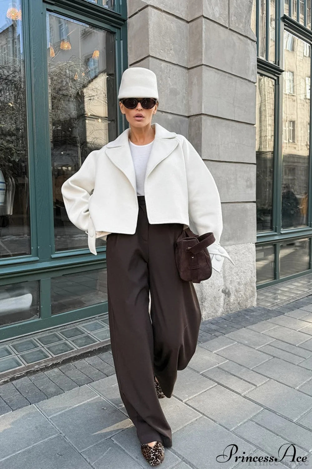 Stylish Notch-lapel Loose Wool Short Coat