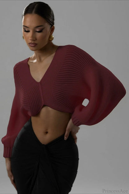 Stylish V-neck Cropped Sweater