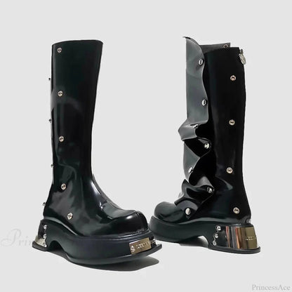 Stylistic Gothic Tall Elevated Rebel Boot