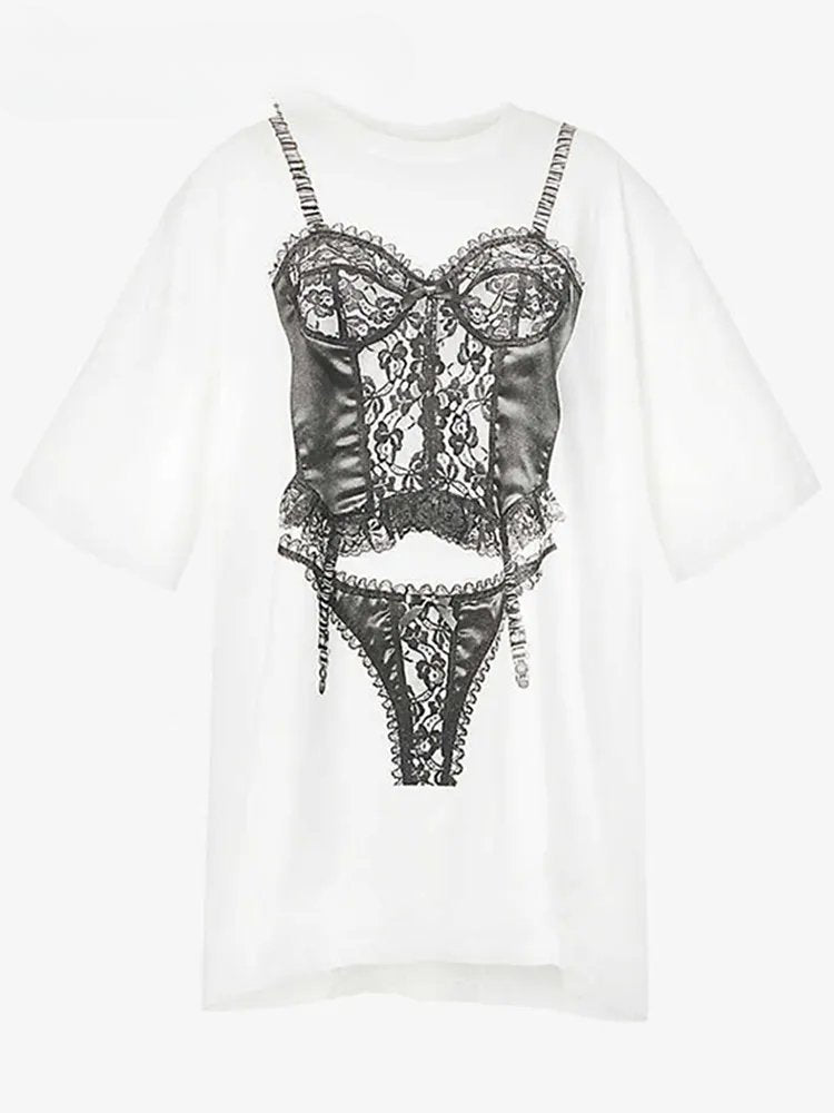 Summer Short Sleeve White Graphic T-shirt