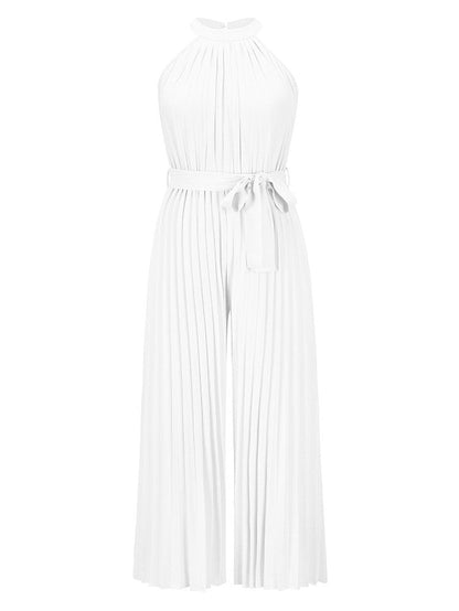 Halter Sleeveless Pleated Jumpsuit