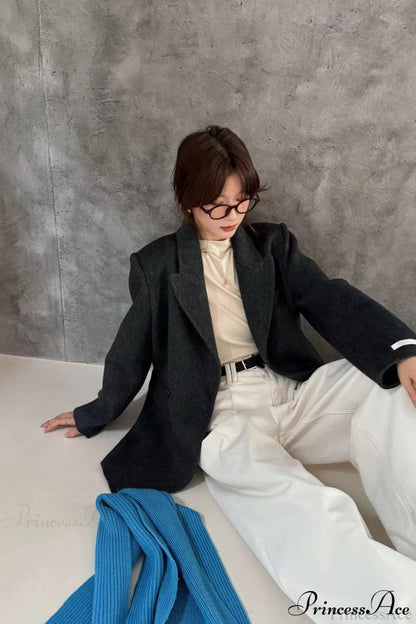 Tailored Collar Double-face Wool Midi Coat