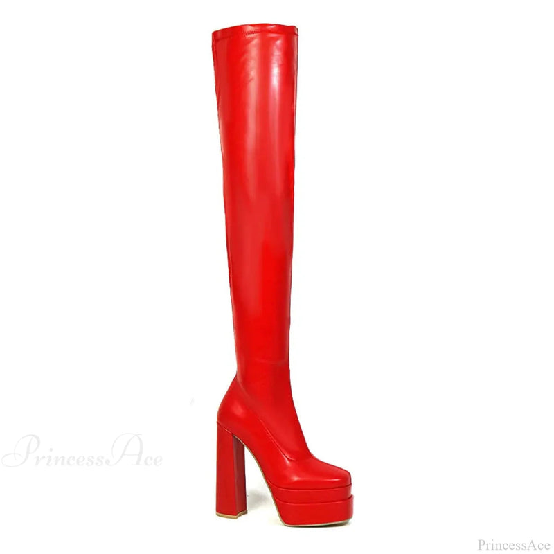 Tall Heeled Above the Knee Platform Winter Boot