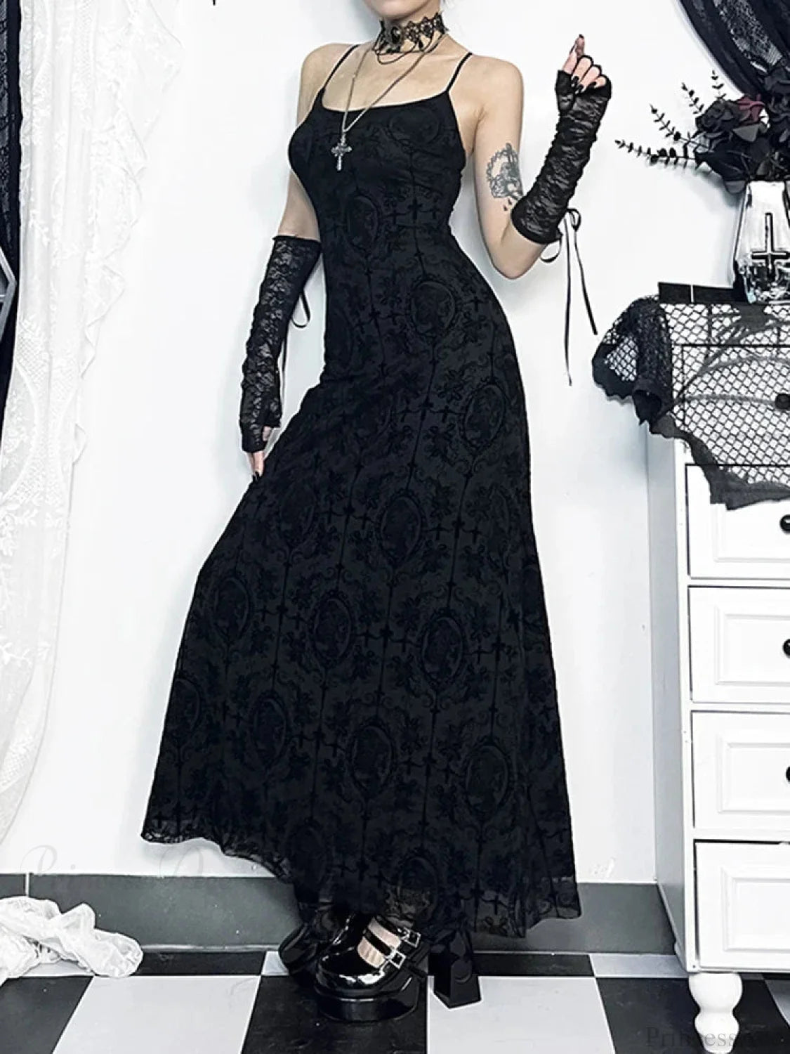 Tall Waist Velvet Celebration Maxi Dress
