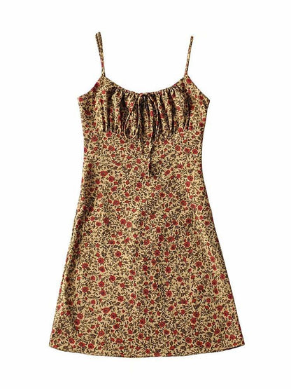 Slip Mini Dress With Lace and Print