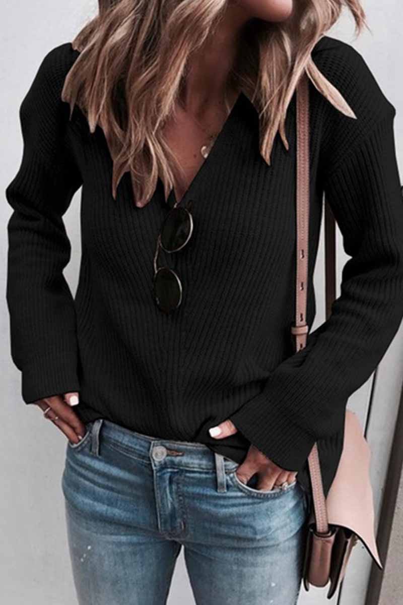 V-neck Knitted Sweater(5 Colors)