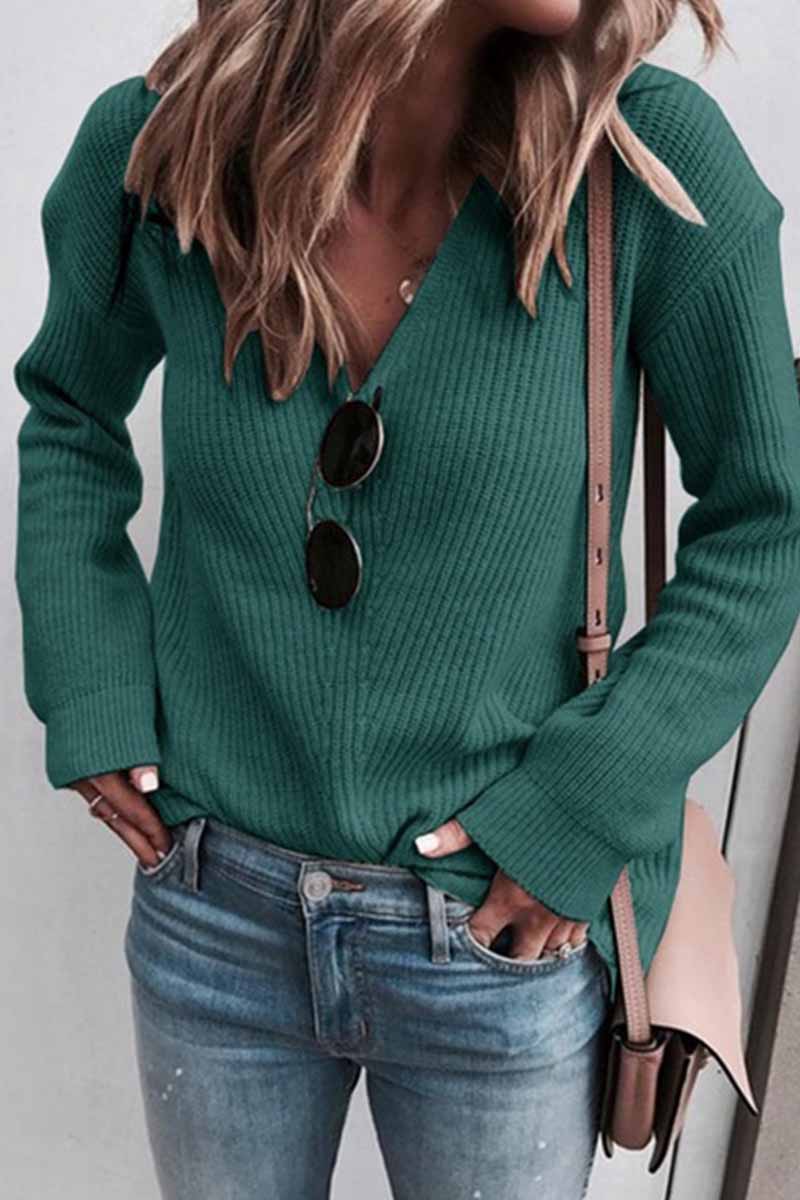 V-neck Knitted Sweater(5 Colors)