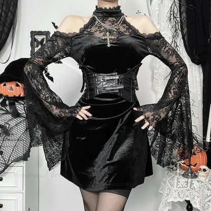 Transparent Lace Slender Mini Dress