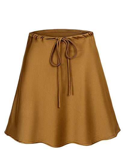 Satin Short Skirt for | High Waist Red Mini Skirt
