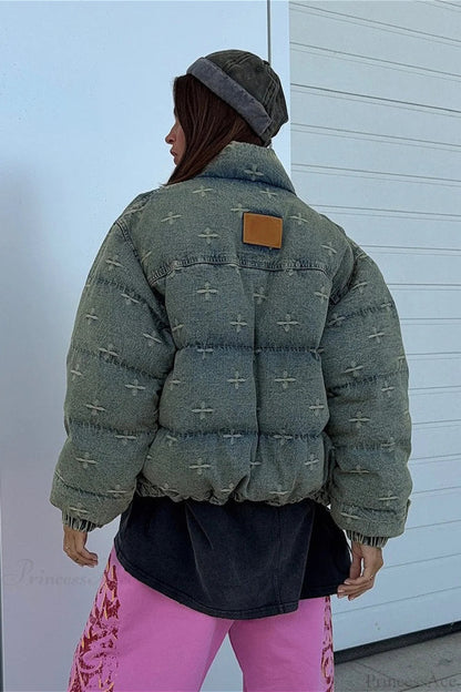 Distressed Cross Embroidered Coat
