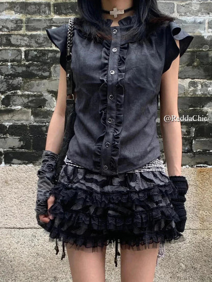 Trim Puffy Frilly Skirt