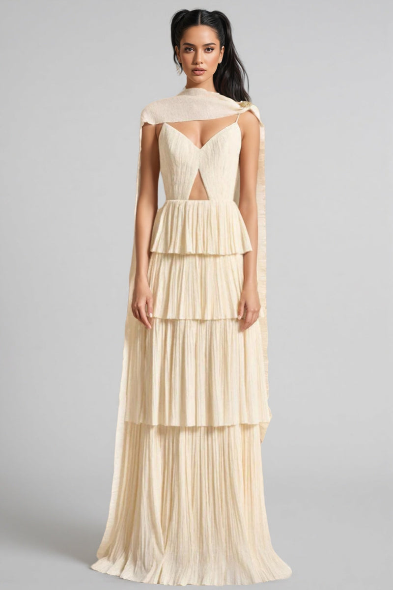 Ulwed Openwork Pleated Maxi Dress