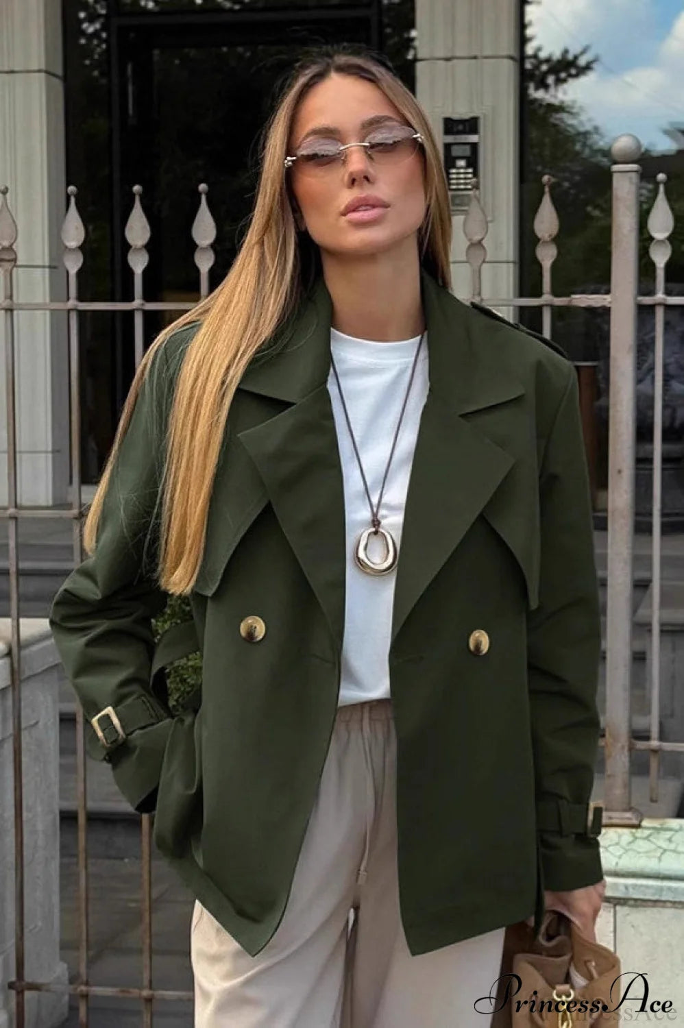 Double Breasted Belted Mid Length Coat