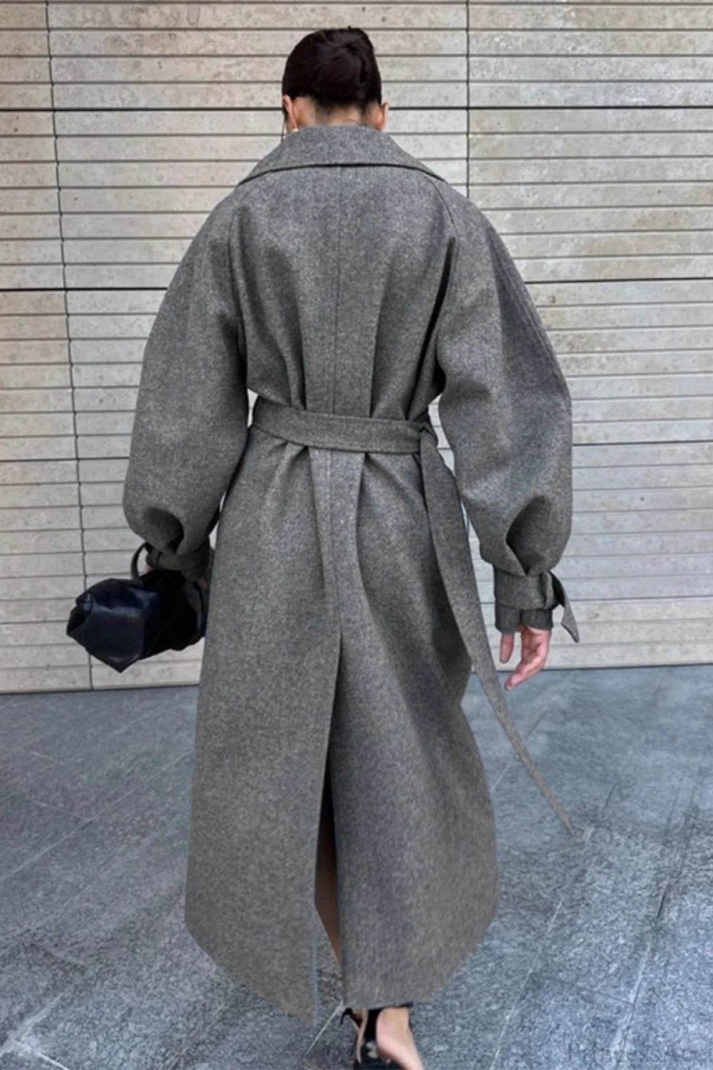 Wool Tie Waist Relaxed Overcoat