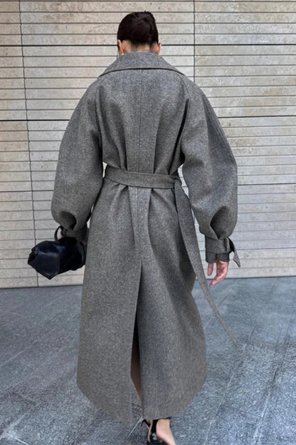 Wool Tie Waist Relaxed Overcoat