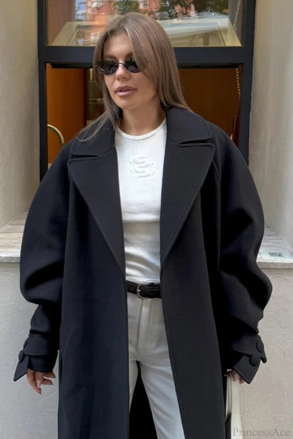 Wool Tie Waist Relaxed Overcoat