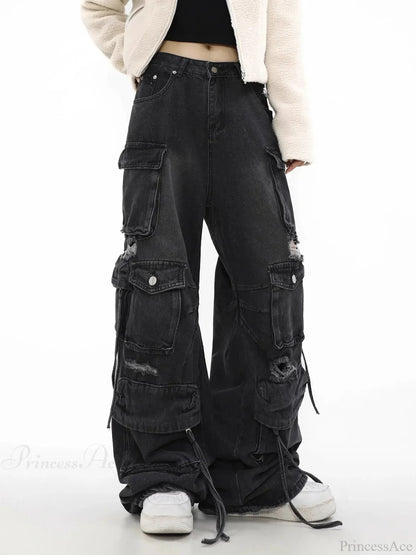 Gothic Broad-leg Ebony Denim Pant