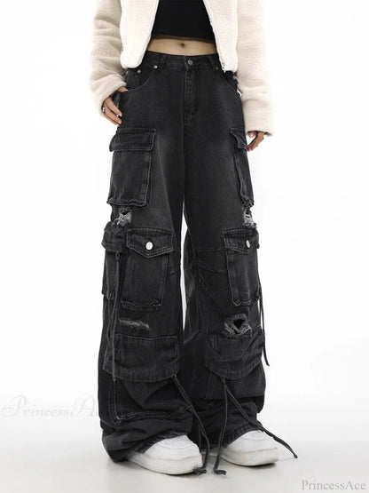 Gothic Broad-leg Ebony Denim Pant