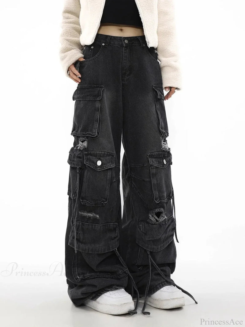 Gothic Broad-leg Ebony Denim Pant