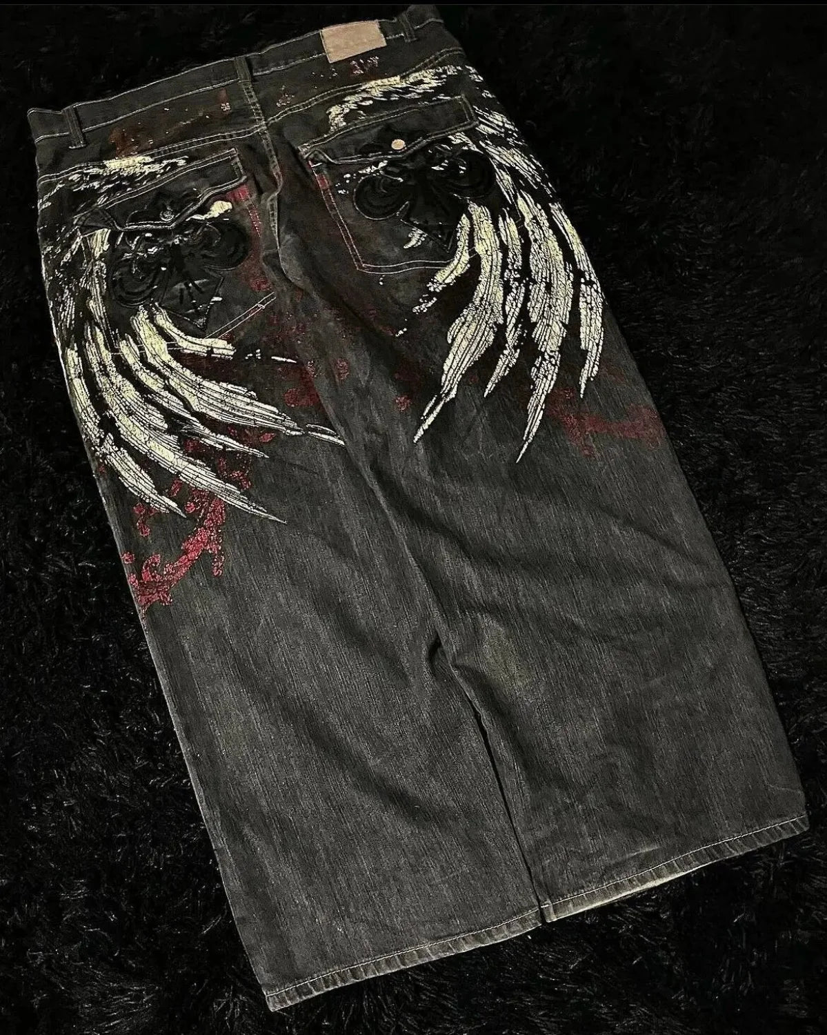 Gothic Cross Wings Stitched Pants