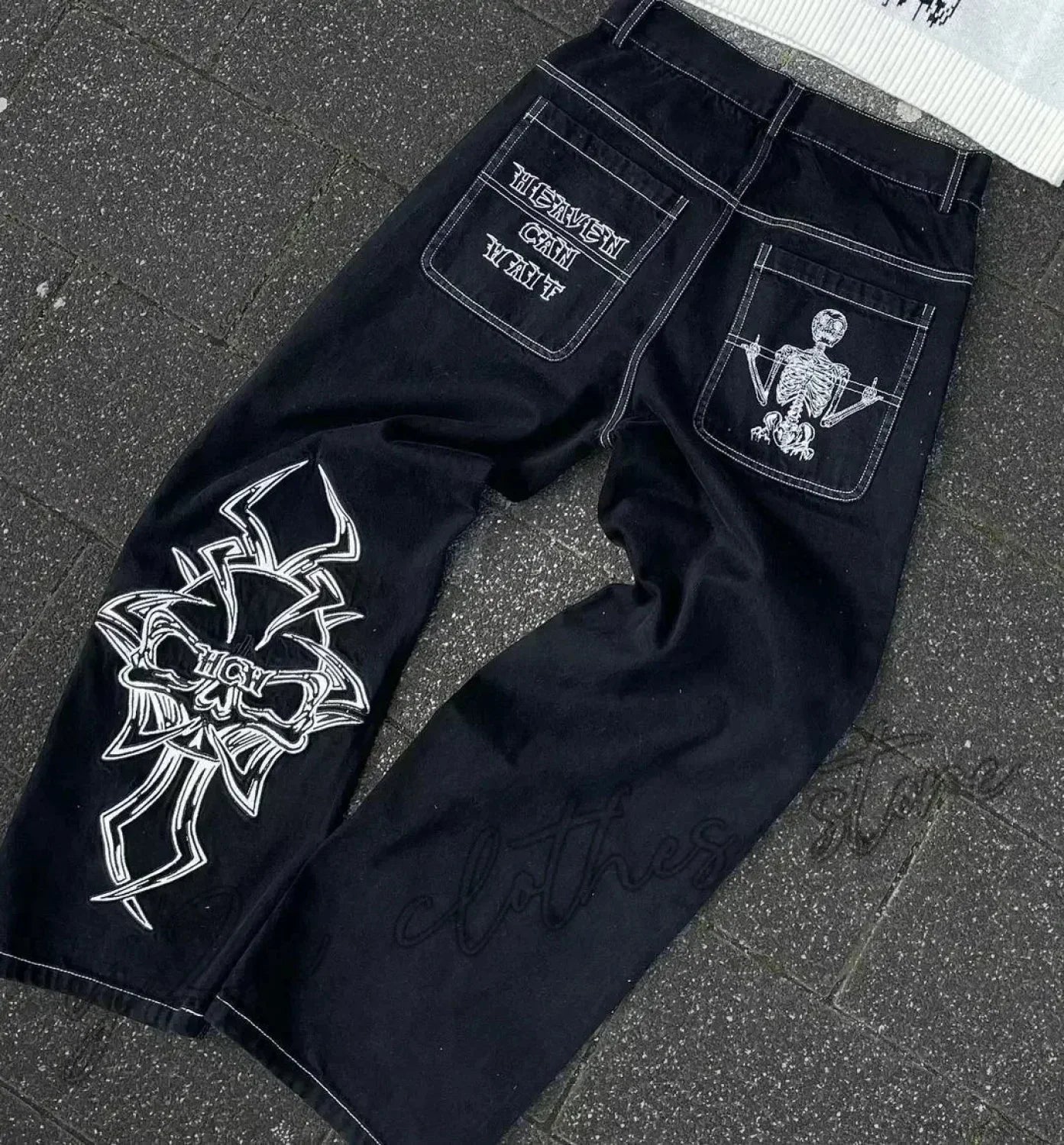 Gothic Cross Wings Stitched Pants