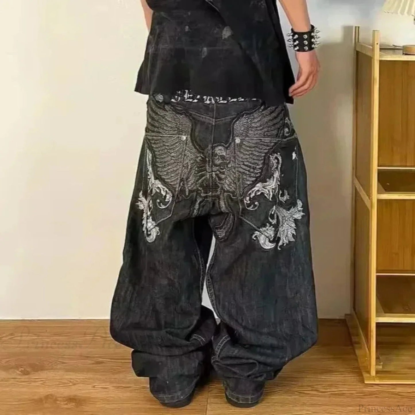 Gothic Cross Wings Stitched Pants