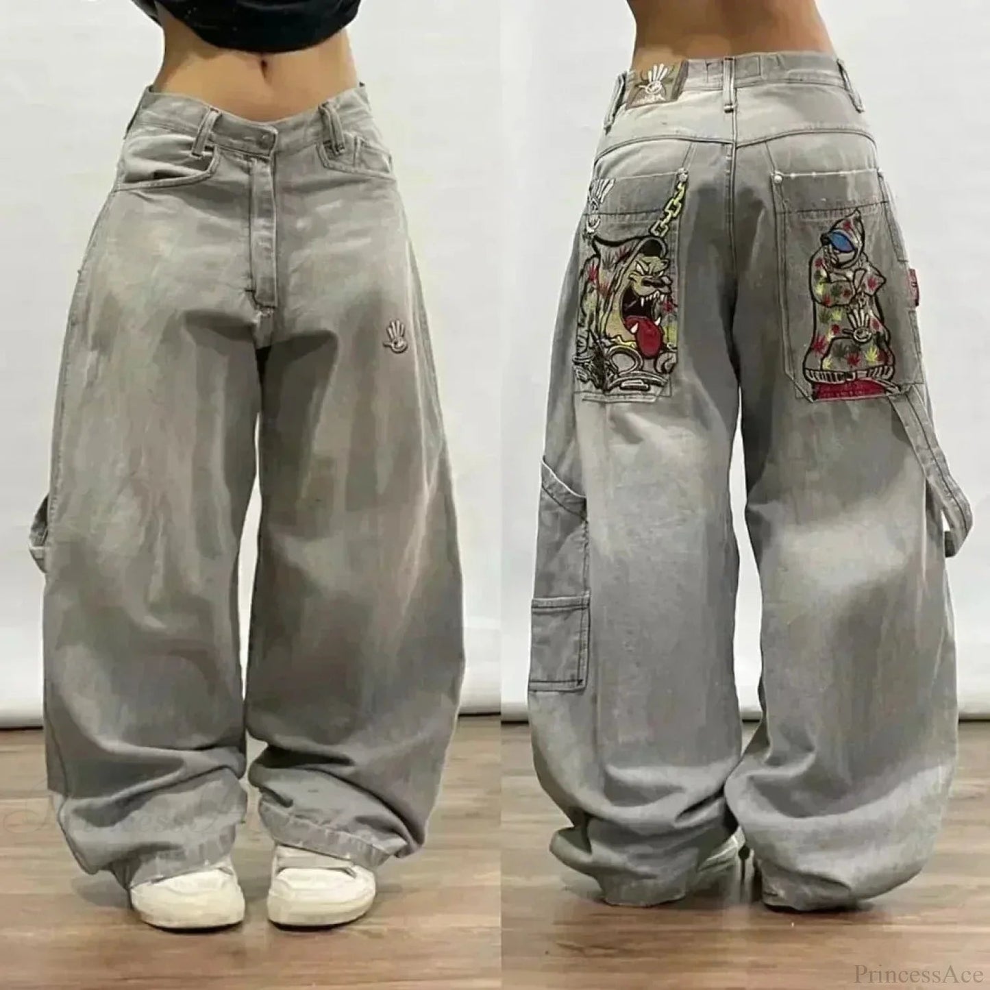 Gothic Cross Wings Stitched Pants