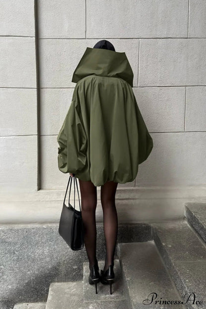 Green Unique Loose Slimming Coat