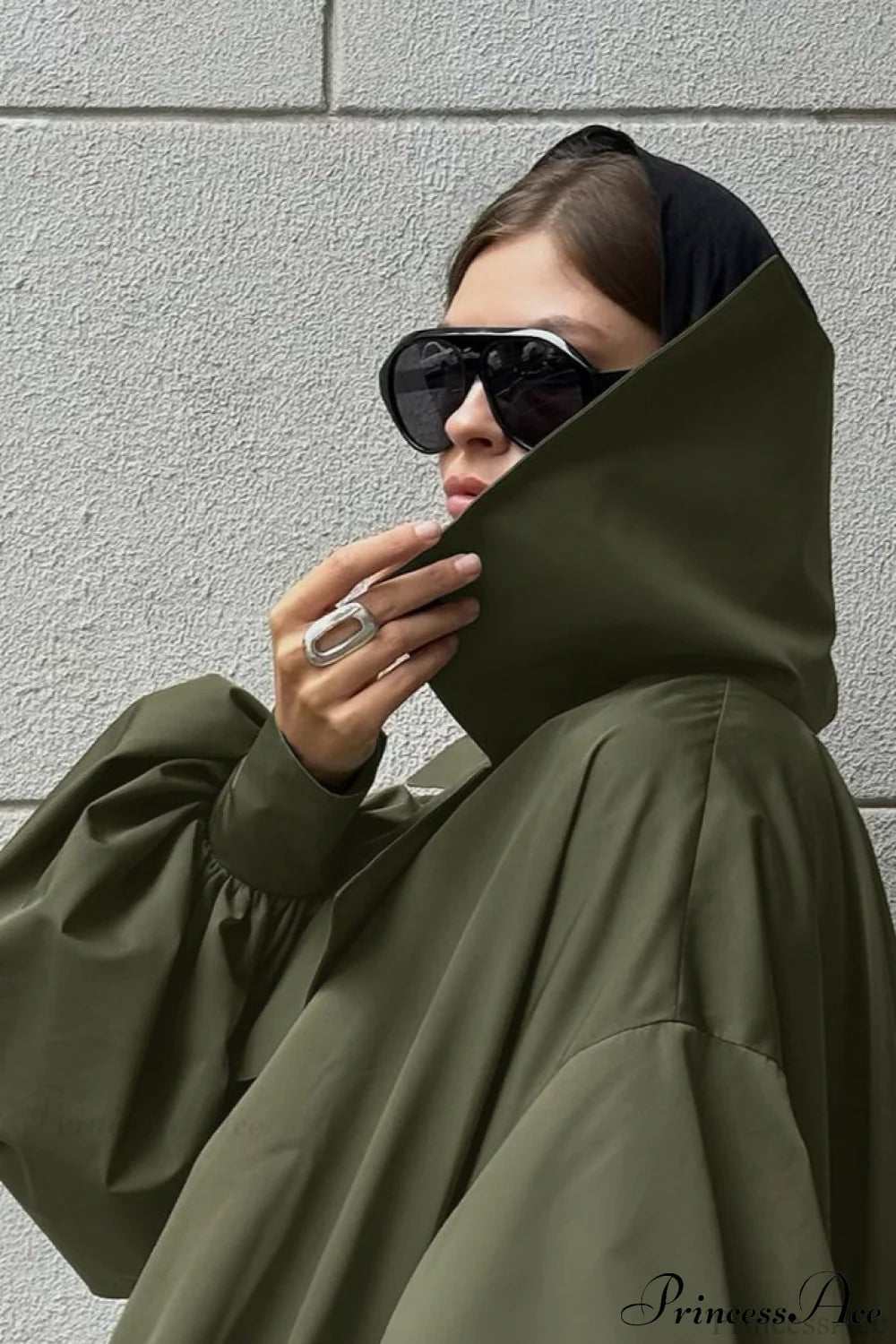 Green Unique Loose Slimming Coat