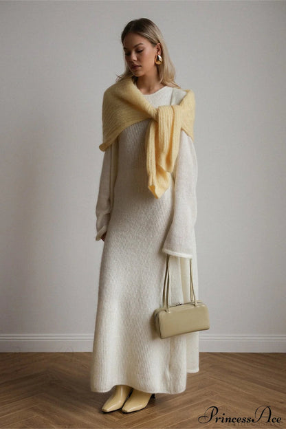 Knit Cardigan and Sleeveless Dress Two Piece Set