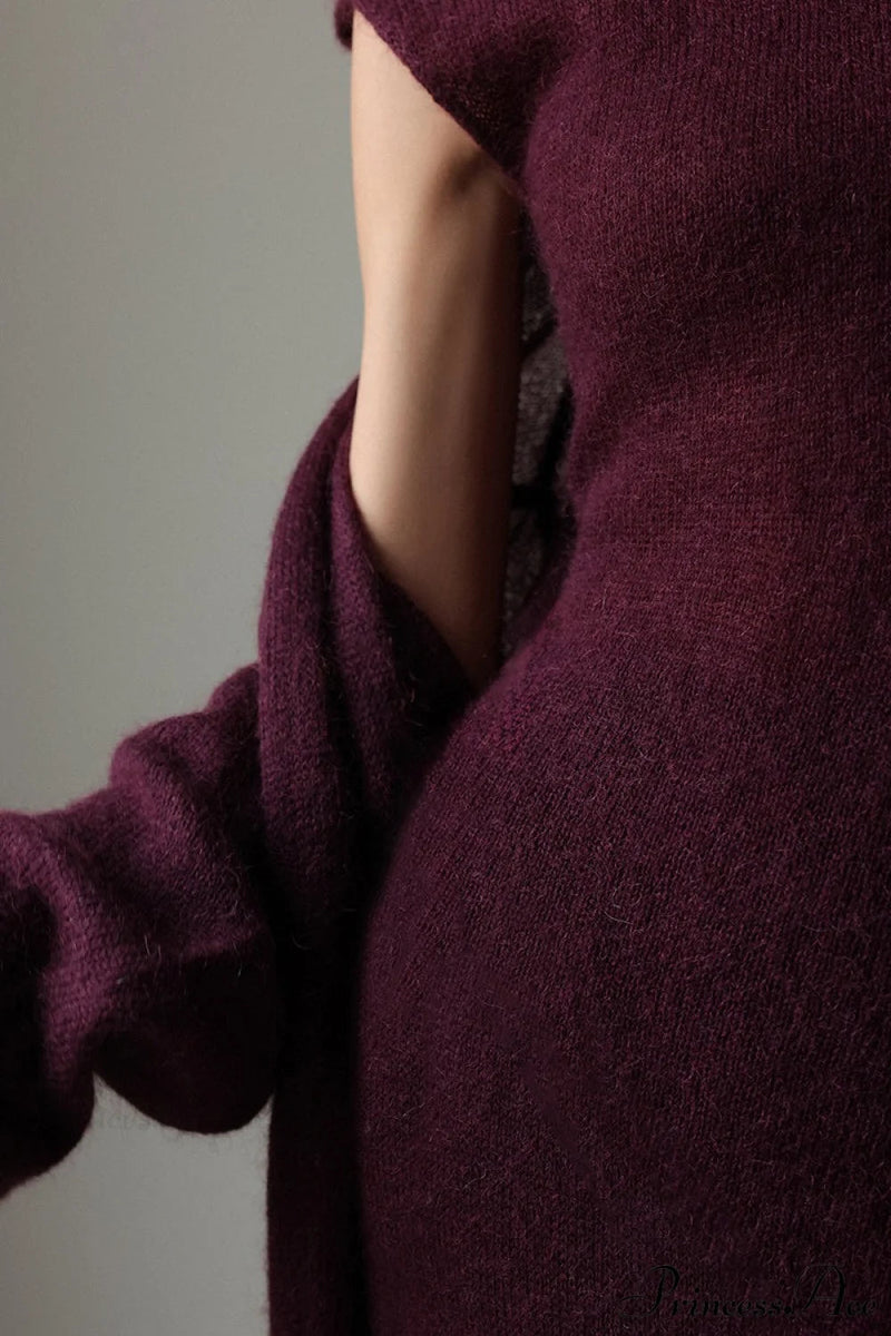 Knit Cardigan and Sleeveless Dress Two Piece Set