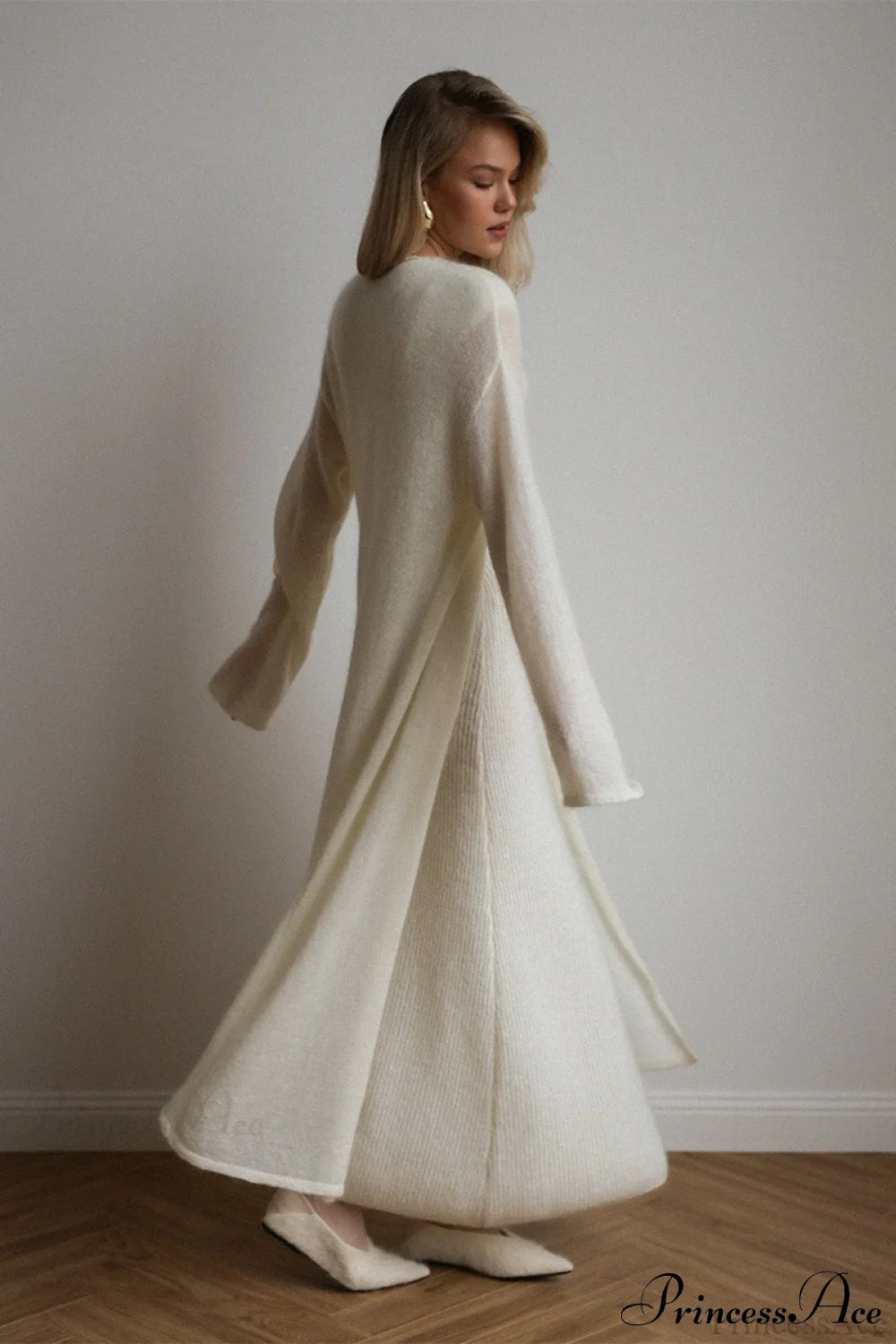 Knit Cardigan and Sleeveless Dress Two Piece Set