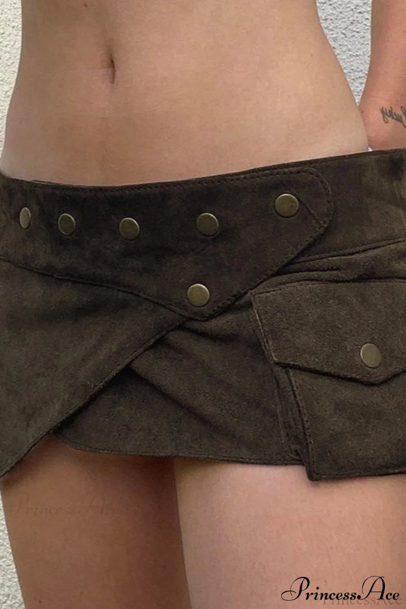 Low Waist Studded Mini Skirt