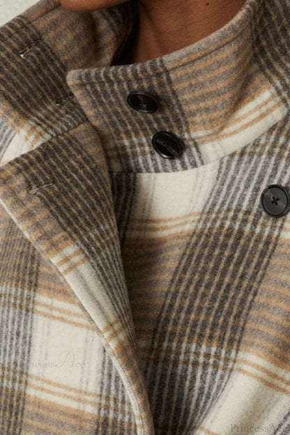 Plaid Belted Wool Coat